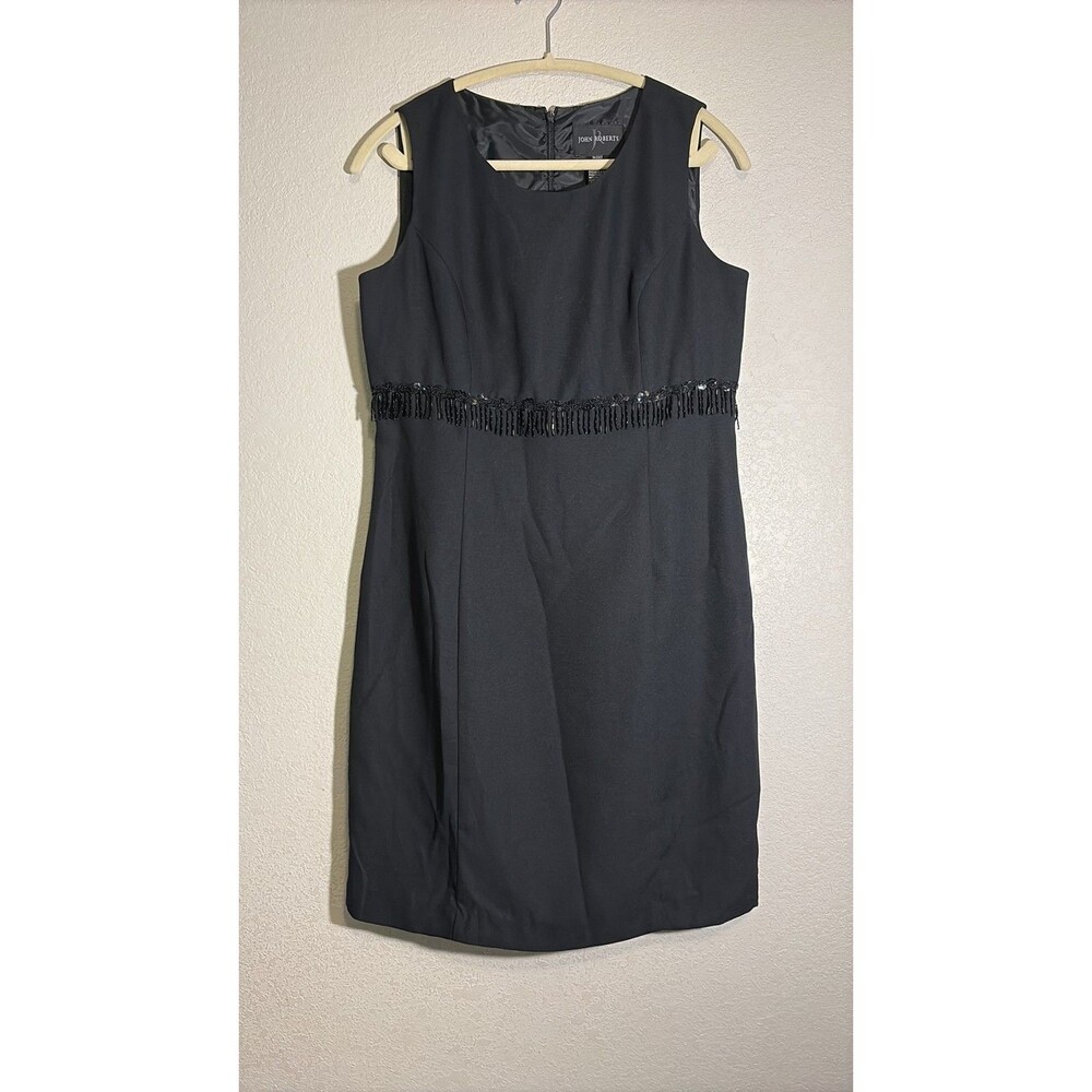 Vintage John Roberts Beaded Fringe LBD Cocktail Dress Size 12